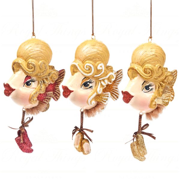 B 30361 Goodwill Christmas Ornaments Ballerina Lady Fish Ornament Champagne Gold Pink