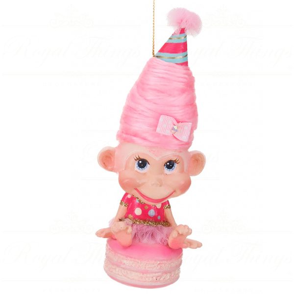 B 87465 Goodwill Christmas Ornaments Cotton Candy Carnival Mac.monkey Ornament Pink Vari B