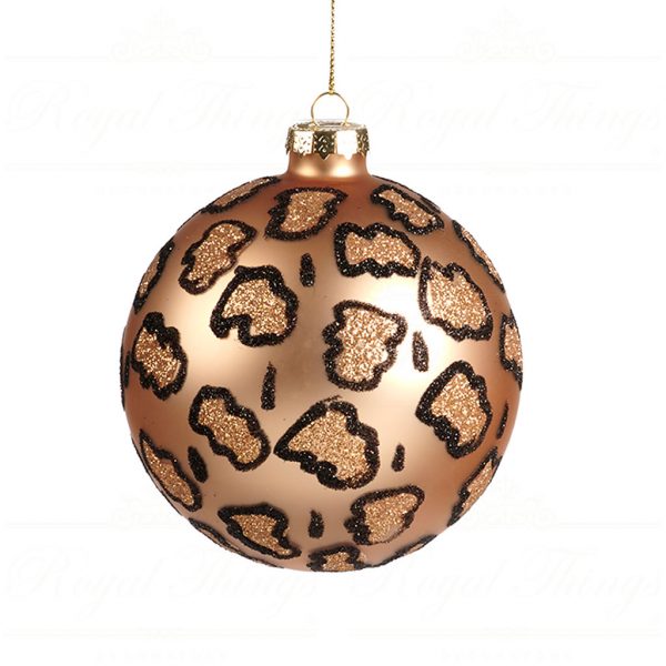 Goodwill Christmas Ball Gold Glass Leopard Spot Ball P32207 Round