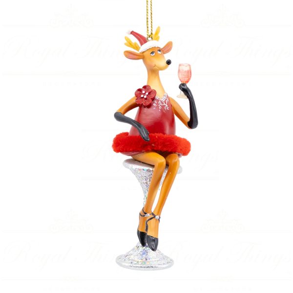 Katherine Collection Christmas Ornament Heritage Reindeer Showgirls On Glass Red Silver White Tr 15082 Red